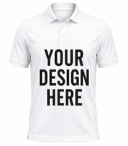 White polo with your design here front